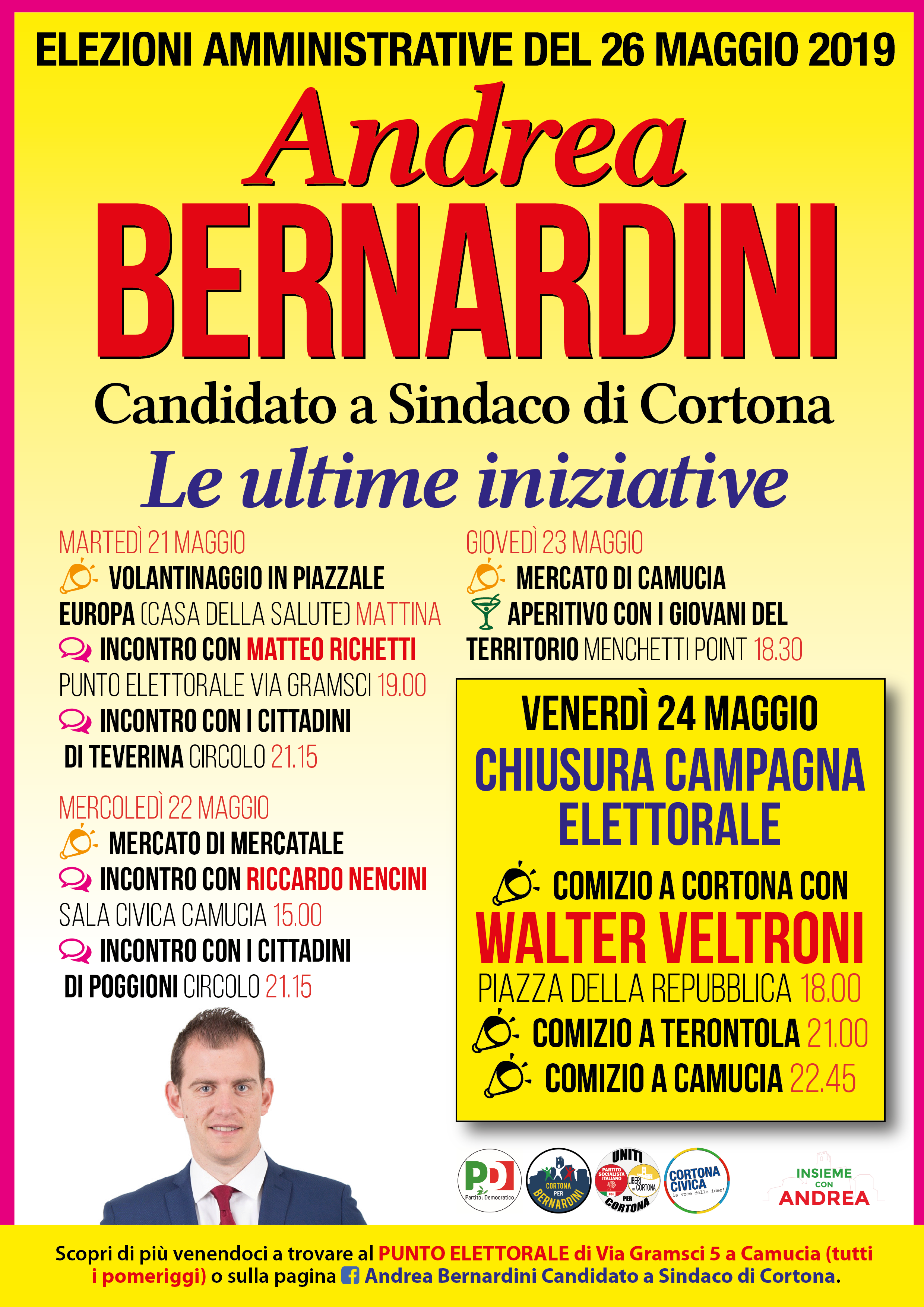 Sarà Walter Veltroni a chiudere la campagna elettorale di Andrea Bernardini